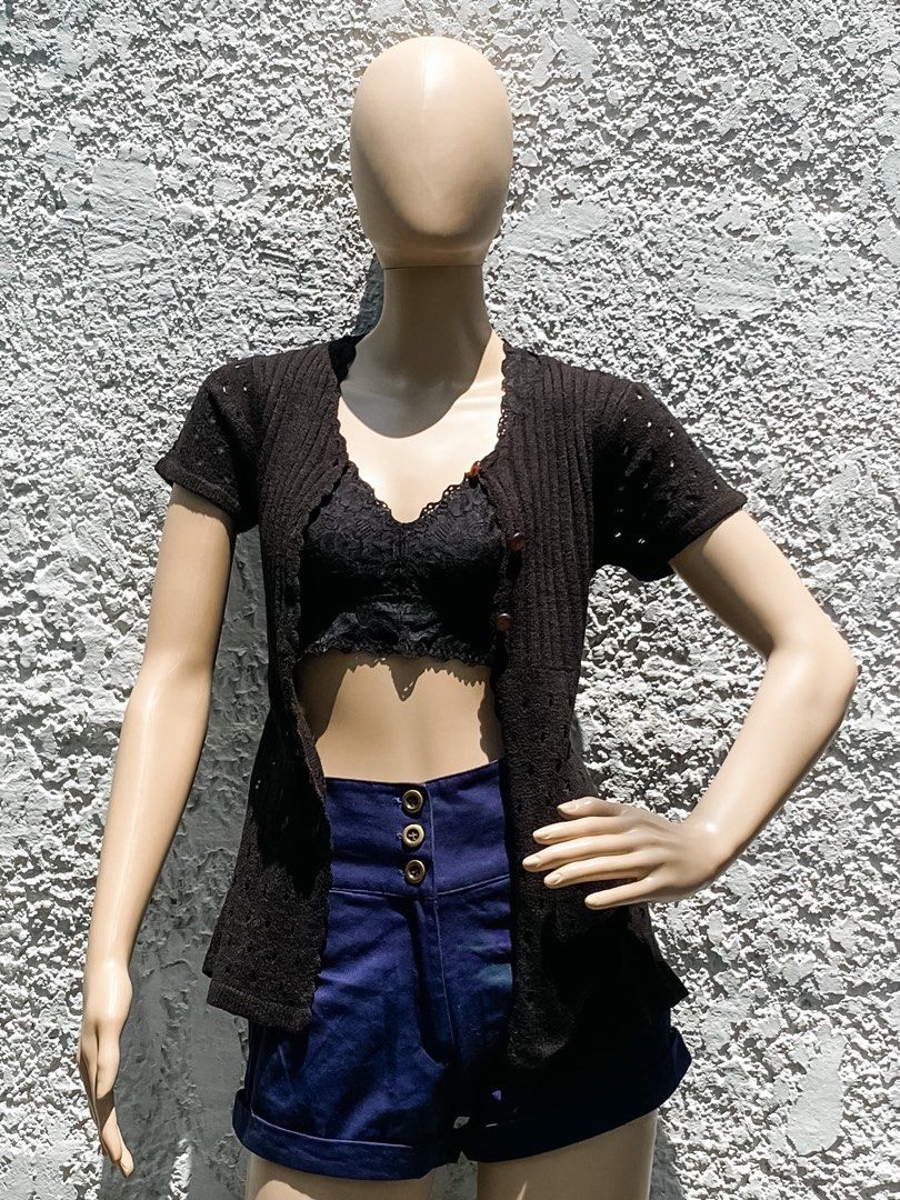 Black knit beach cover up / top (Category: Sleeveless) located in Quezon City. Submitted by mommake (Listing ID 1225620264, Image 1). Description: - So cute as a beach cover up or as a top! - Good fit for sizes XS-S - Third photo overexposed to show the details of the top - Fit on mannequin is as is, no pins or clips at the back - Shipping c/of buyer, item can be shipped from QC, Ortigas, or Makati, can also ship via Flash Express, no Shopee chec