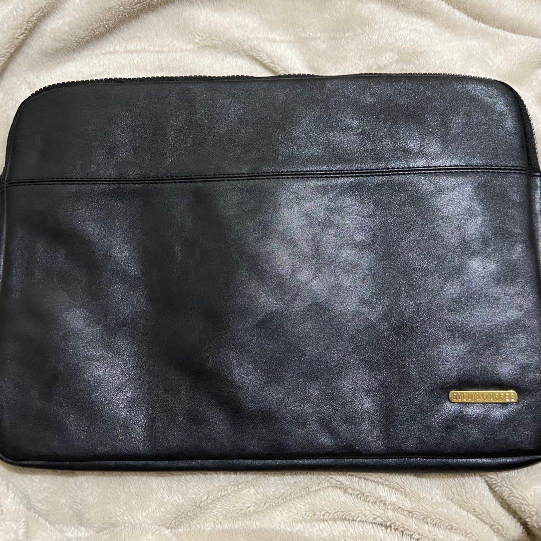 Black leather laptop case on Carousell