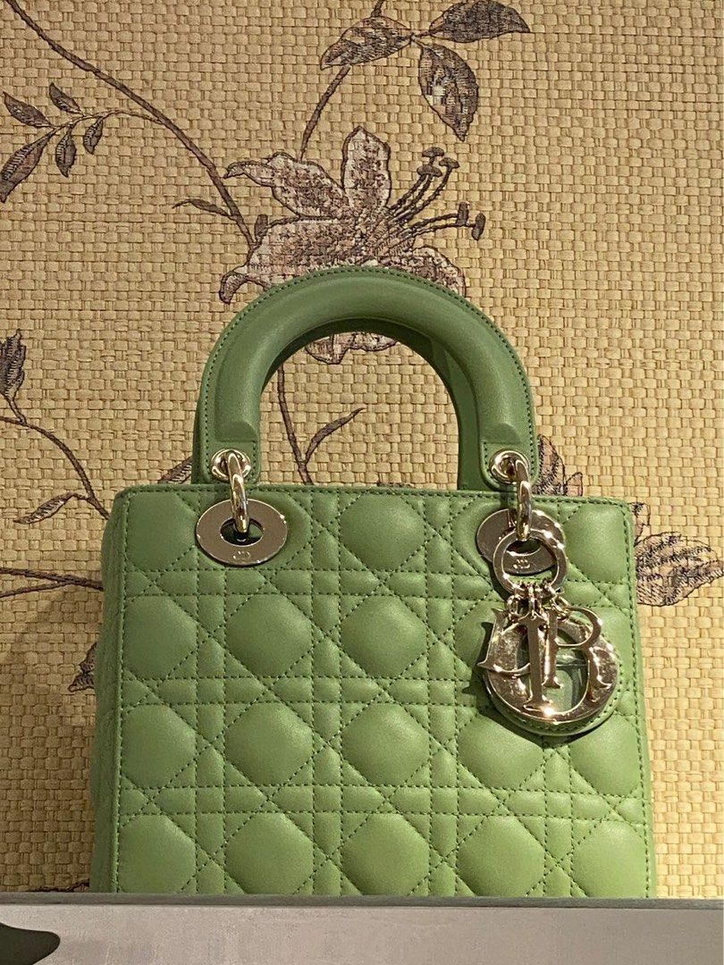 Small Lady Dior My ABCDior Bag Ethereal Green Cannage Lambskin