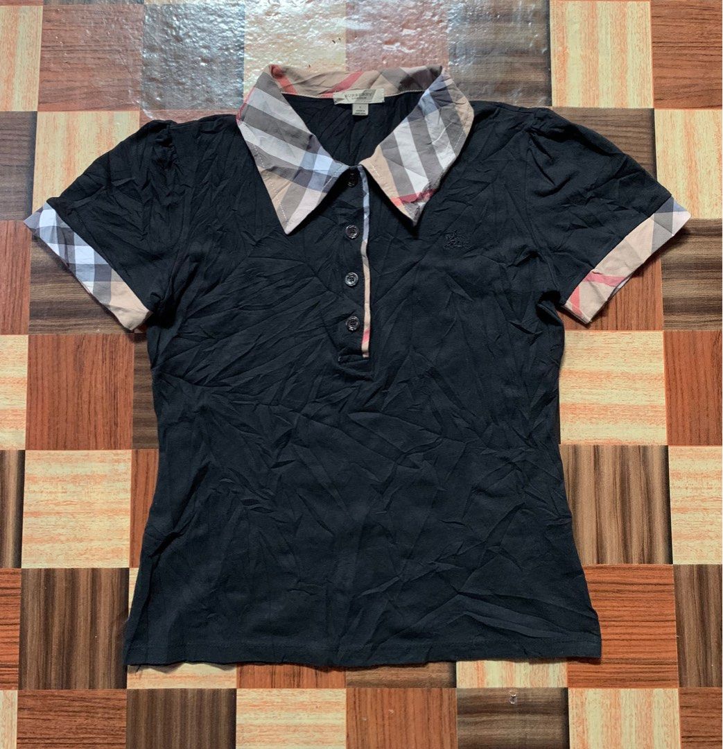 Burberry polo shirt womens black hotsell