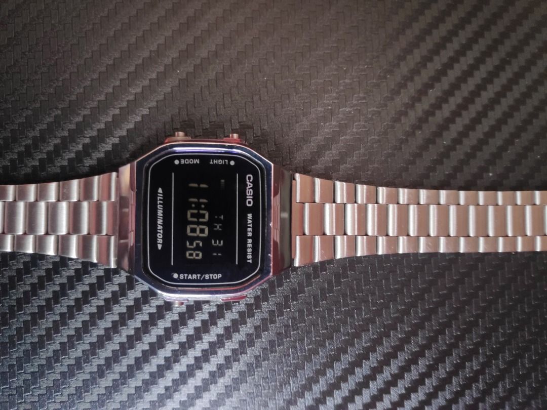 Casio A168WE Silver Stainless Watch Unisex, Luxury, Watches on Carousell