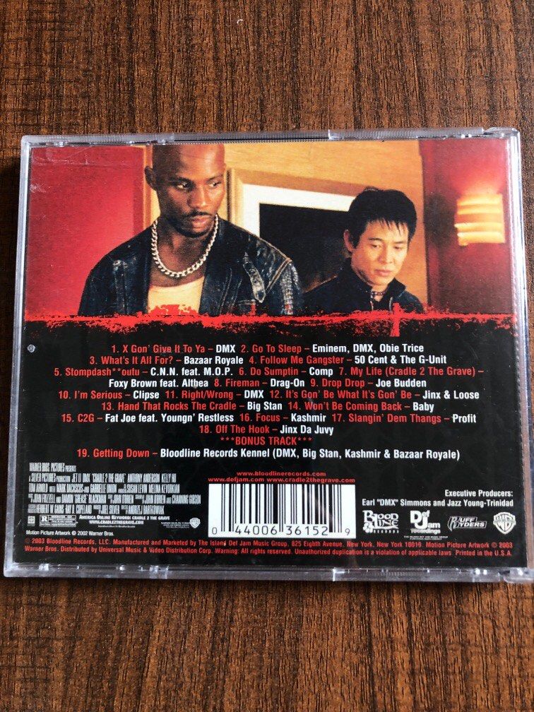 CD Jet Li DMX Cradle 2 The grave, 興趣及遊戲, 音樂樂器 & 配件, 音樂與媒體 CD 及 DVD