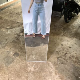 Celana Super Highwaist Button Up Light Jeans Jeans Korean Denim Pants