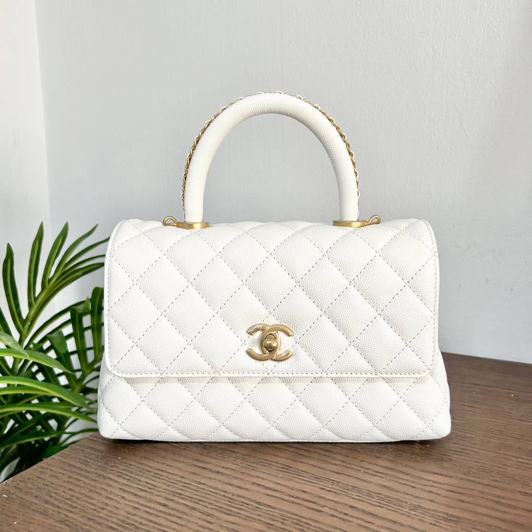 Chanel Small Coco Handle White, Luxury, Bags & Wallets on Carousell