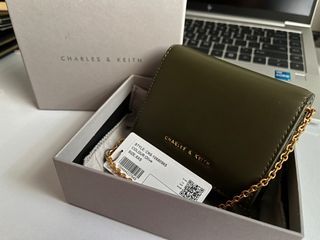 Charles & Keith Snap Button Mini Short Wallet - Olive