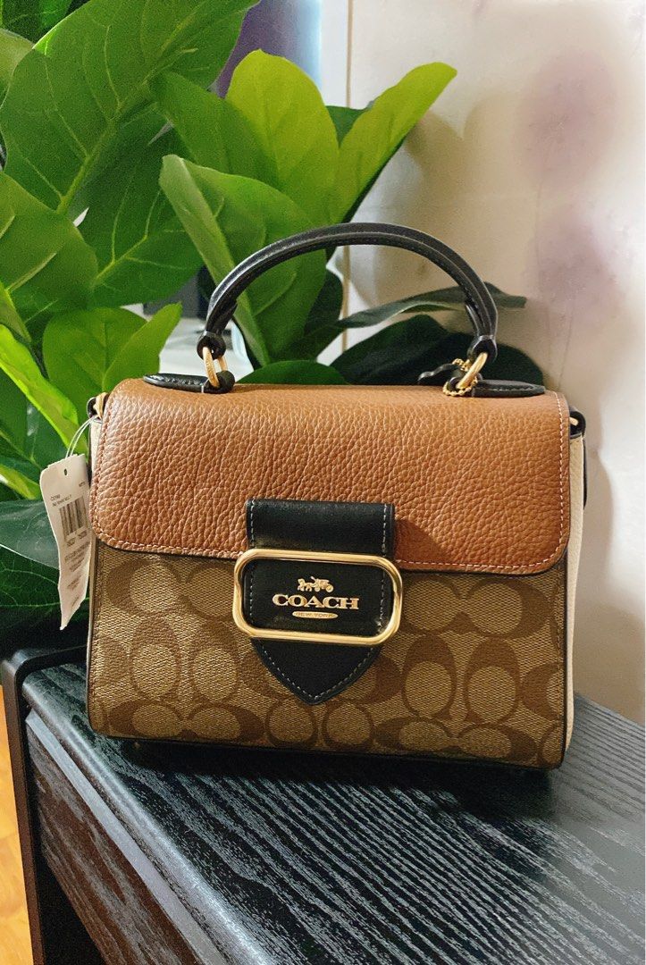 Coach top handle satchel in colorblock signature canvas, Luxury