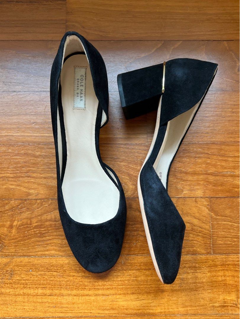 Cole Haan US 7.5 Heels Court Shoes Laree Grand Pump Black Suede
