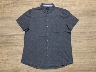Dark Grey Button- down Polo Shirt - Men