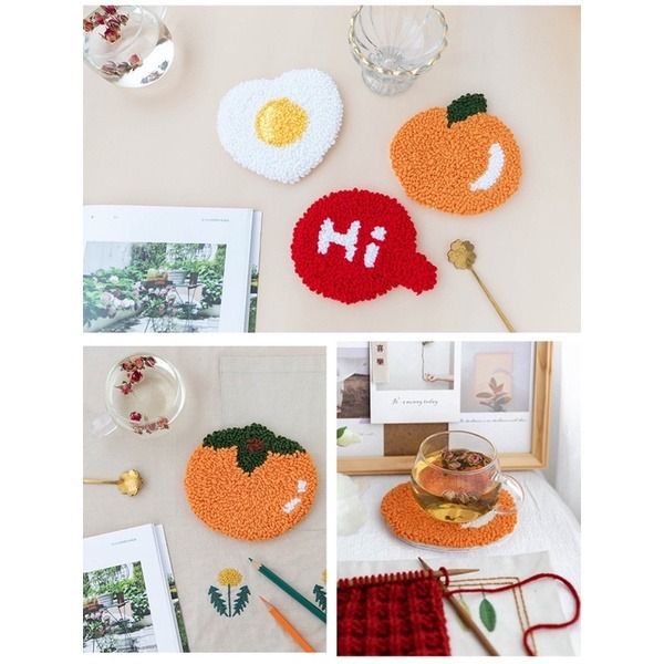 DIY Kit Tufting/ Punch Needle Coaster, Hobbies & Toys, Stationery