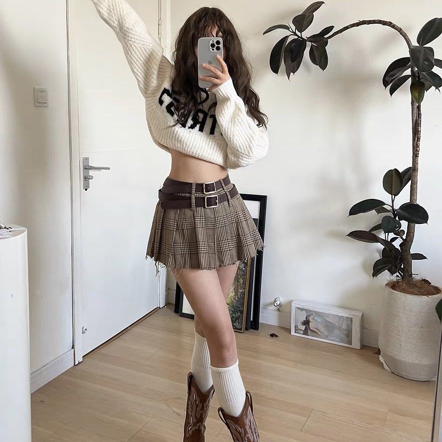 Plaid mini skirt a line clearance