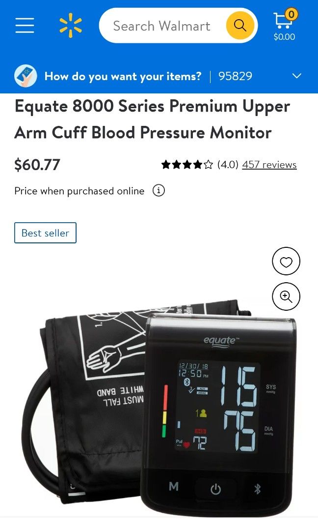 Equate Upper Arm Blood Pressure Monitor 6000 Series Wireless