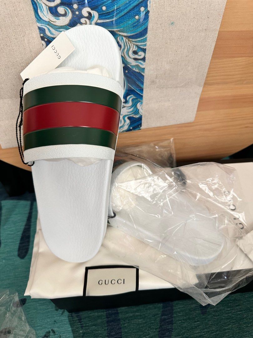 White gucci sales slides mens