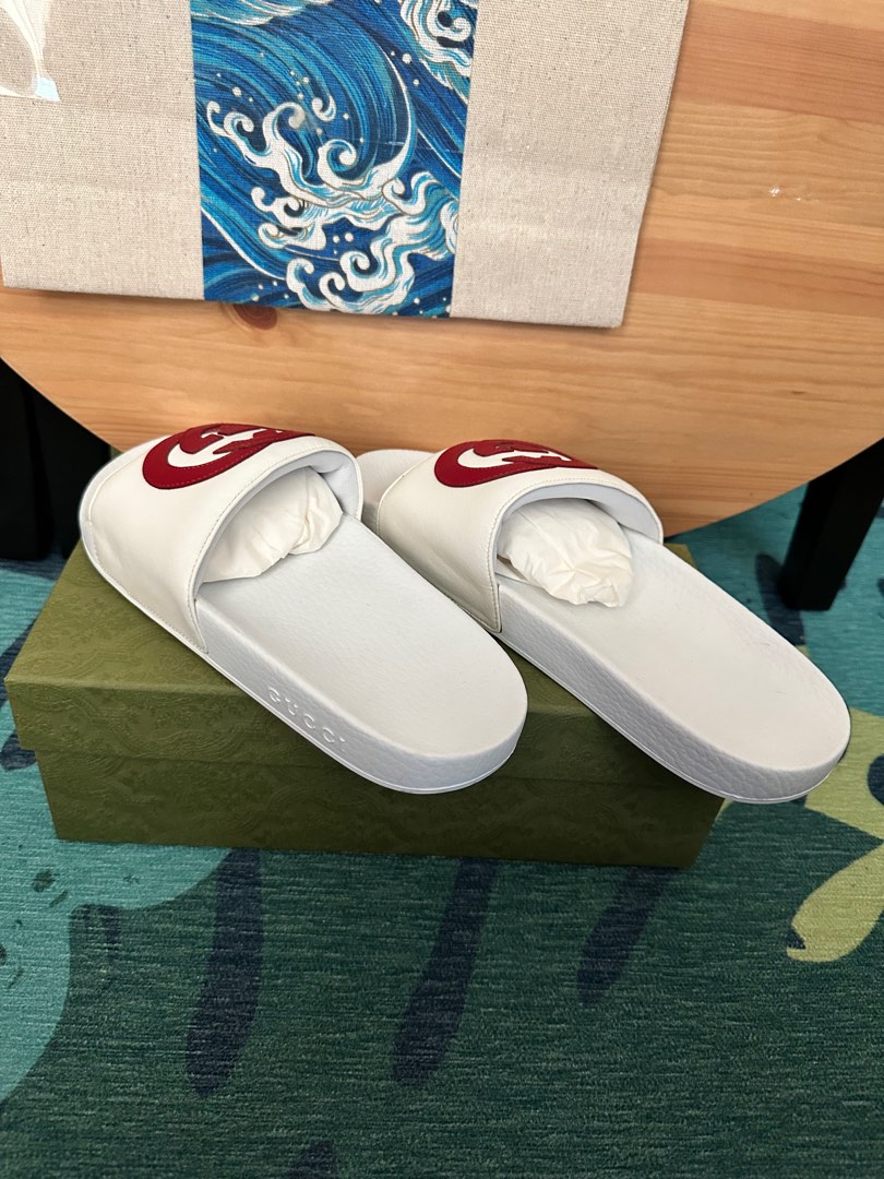White red and shop green gucci slides