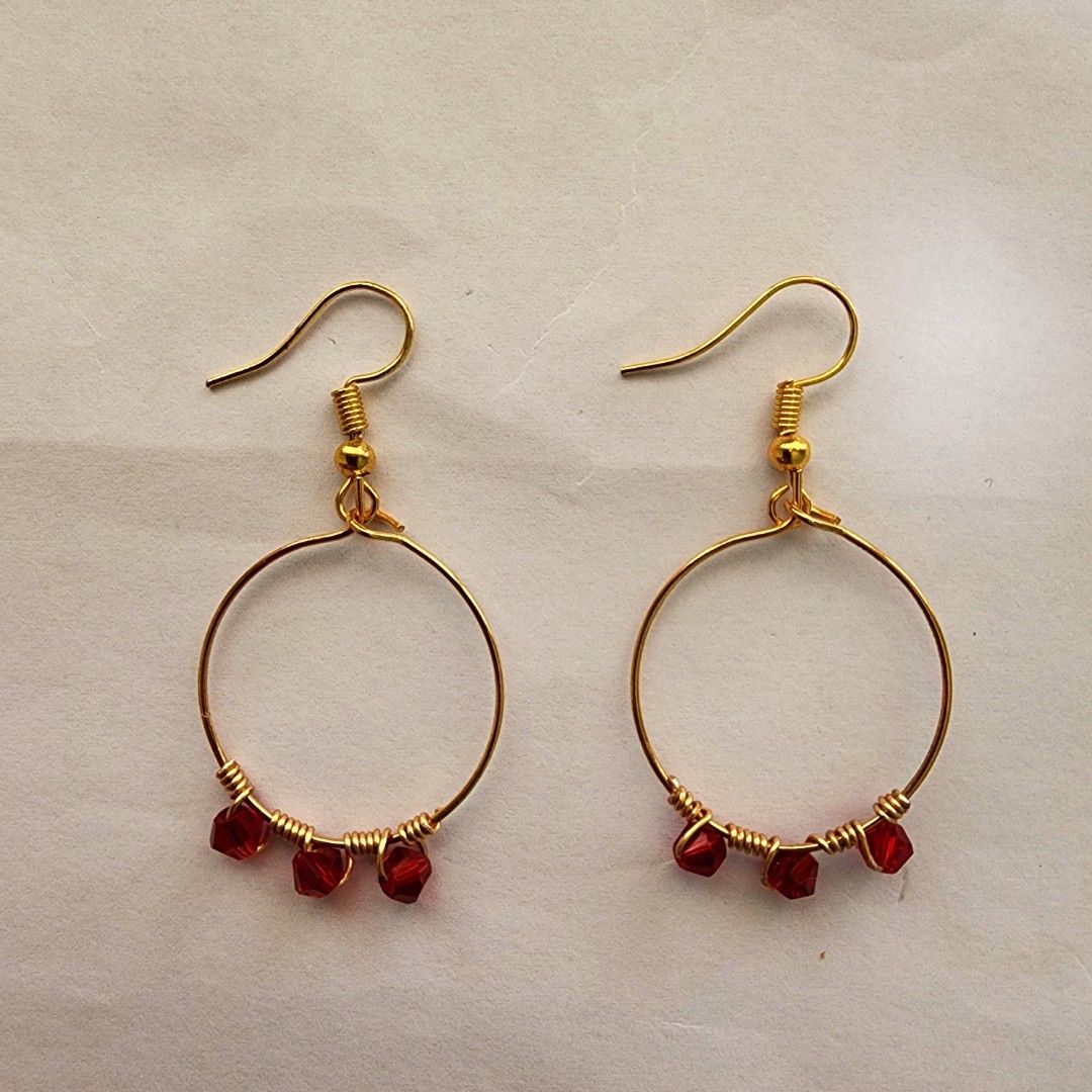 Red stone earrings outlet