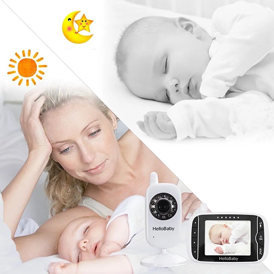 Hellobaby 3.2 inch video baby monitor sales with night vision & temperature sensor