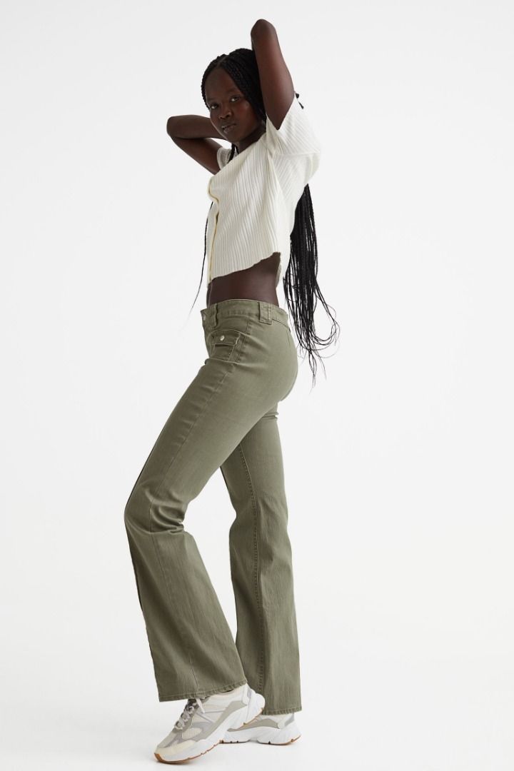 H M Low Waist Twill Cargo Trouser Pants Women s Fashion