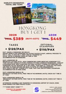 HONGKONG BUY1-GET1 FREE (3D2N or 4D3N)