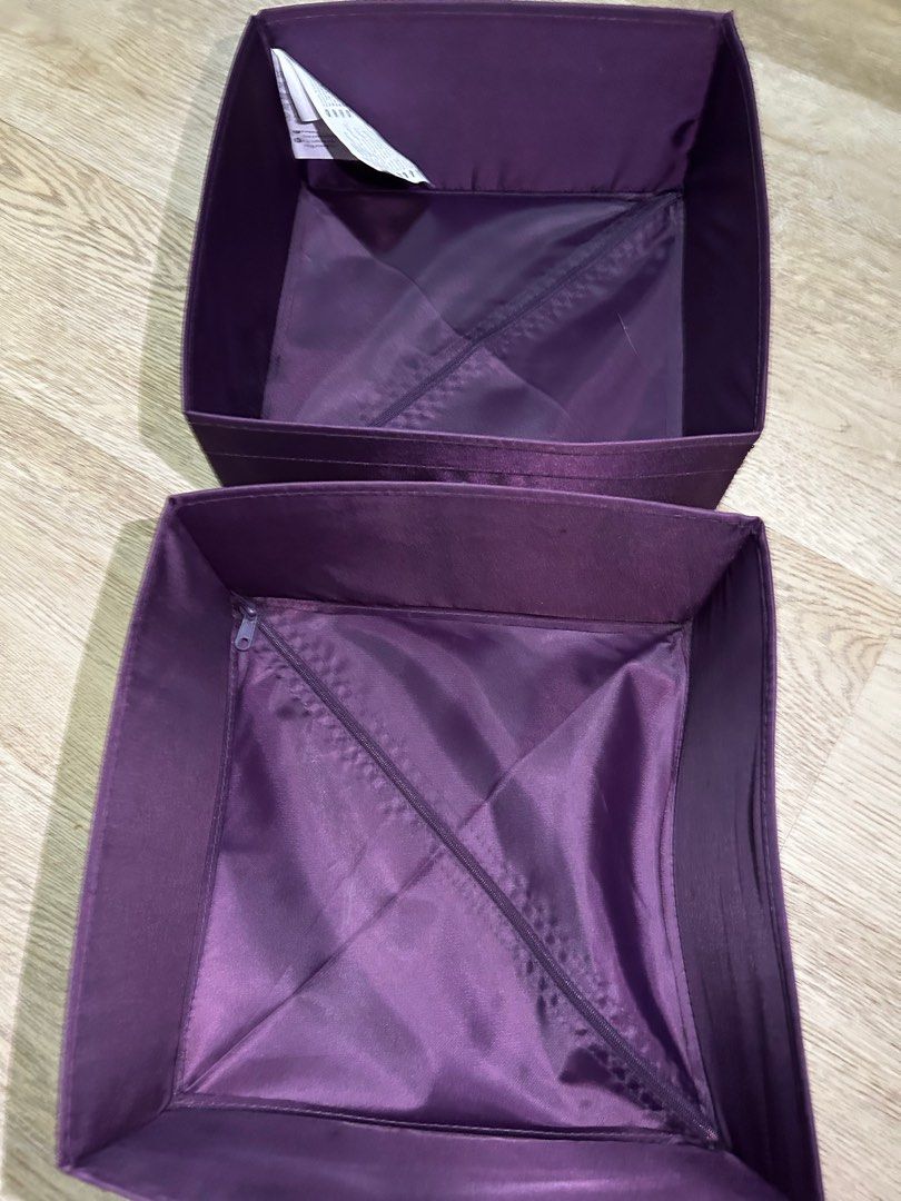 IKEA large canvas storage boxes with zipper for folding compartmentalise drawers & get