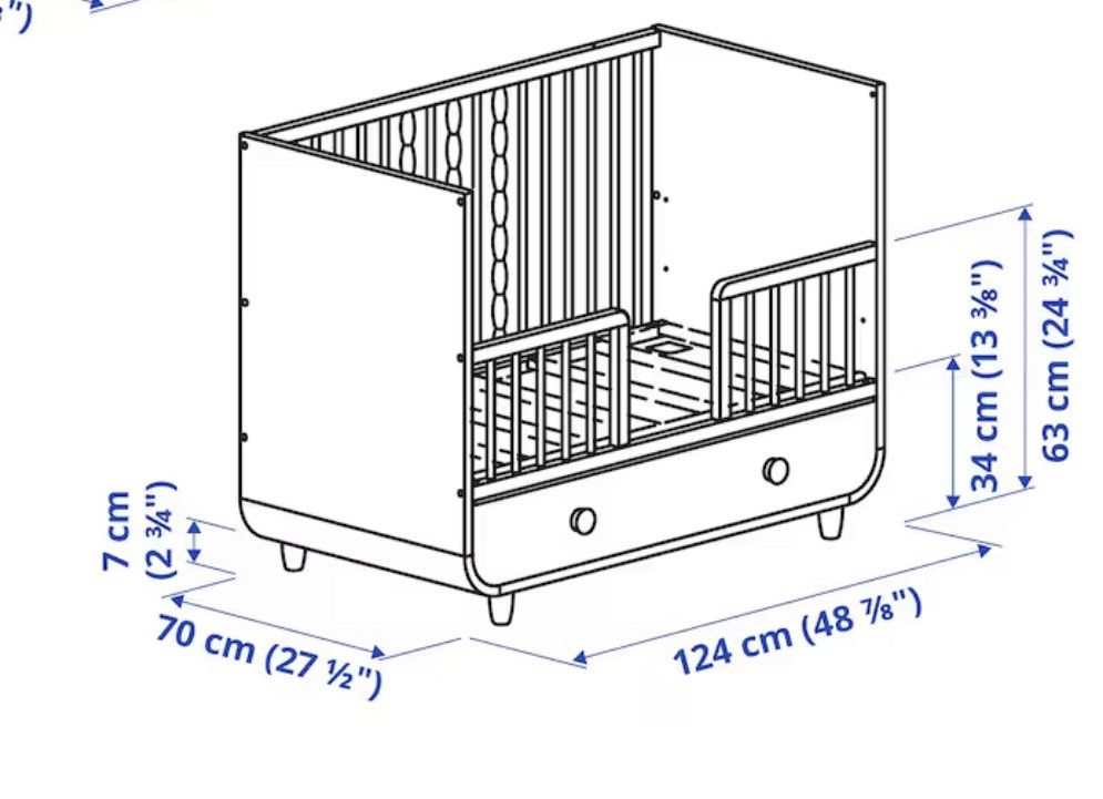 IKEA MYLLRA Cot with drawer, Babies & Kids, Baby Nursery & Kids