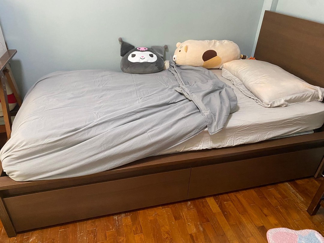 IKEA MALM single storage bed, Furniture & Home Living, Furniture, Bed