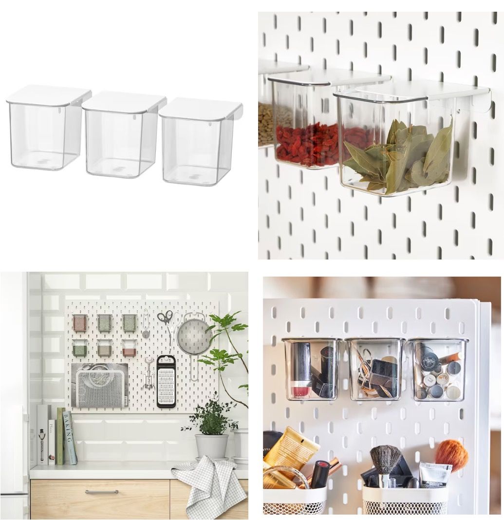 Ikea Skadis pegboard container with lid, white NEW, Furniture & Home Living, Home Improvement