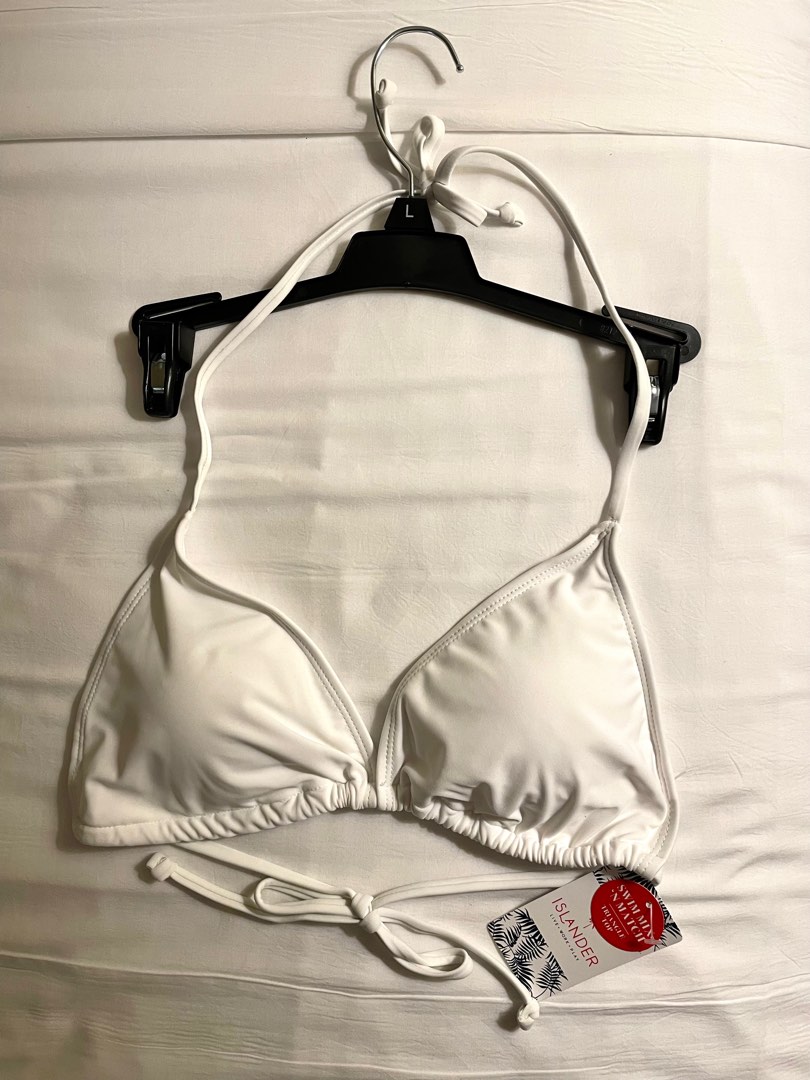 Islander Women's Triangle String Bikini Swim Top (White), Women's