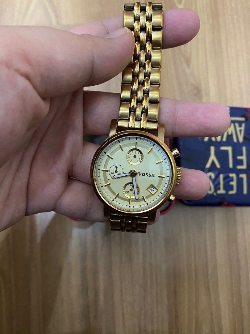 Jam Fossil boyfriend gold preloved preloved jam fossil Barang Mewah Jam Tangan di Carousell
