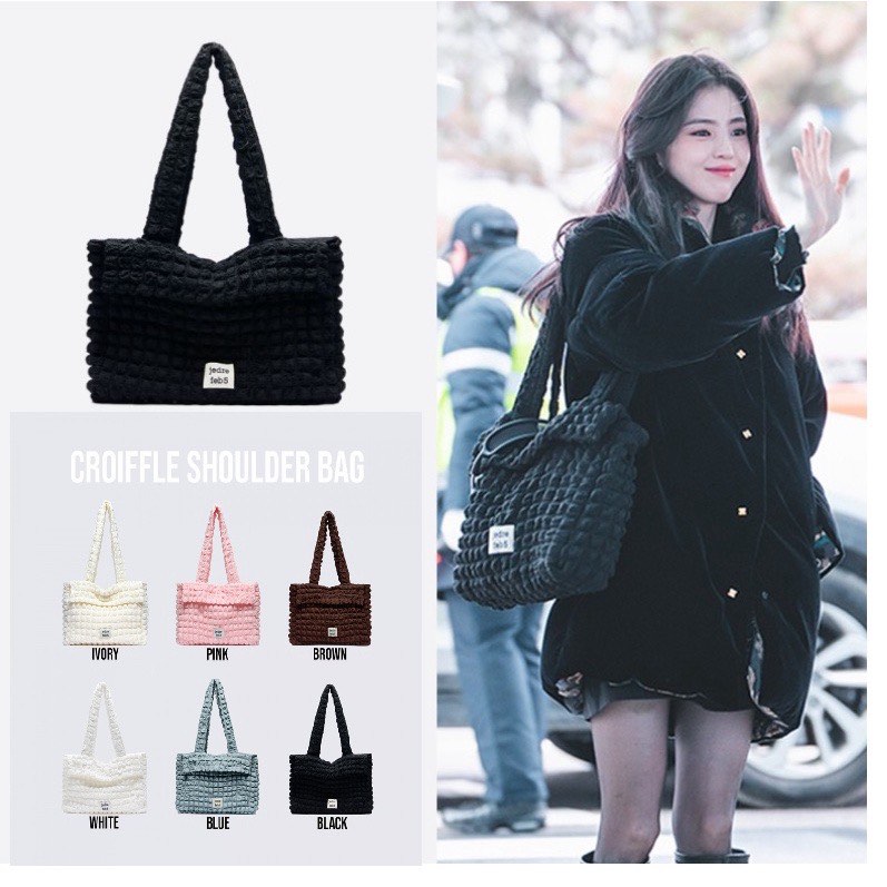 JEDREFEB5 black croiffle shoulder bag, Women's Fashion, Bags & Wallets, Tote  Bags on Carousell