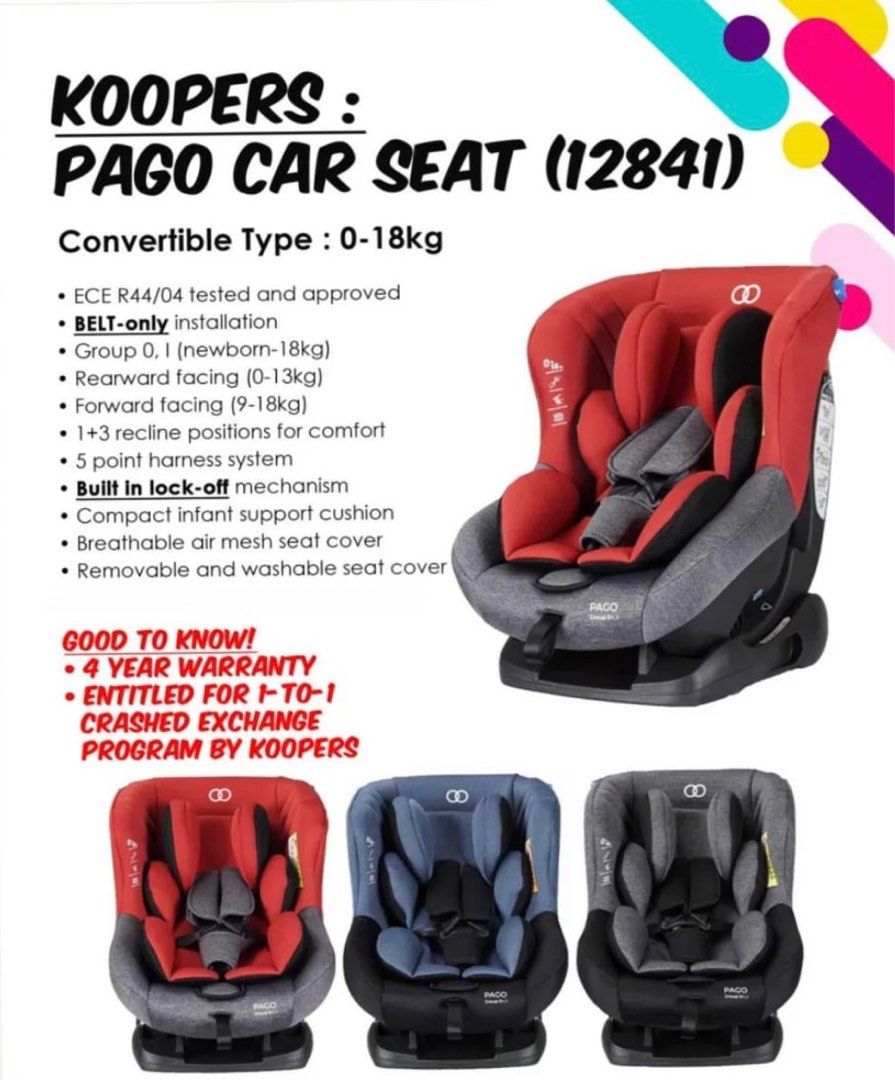 Koopers Pago Car Seat Babies Kids Going Out Car Seats on