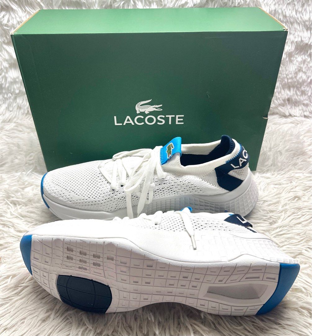 LACOSTE Men's Court Drive Knit White/Light Blue Size 10 US 🐊, Men's Fashion, Sneakers on Carousell