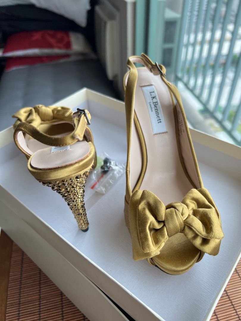 L.K. Bennett London designer dress shoes open toe stiletto