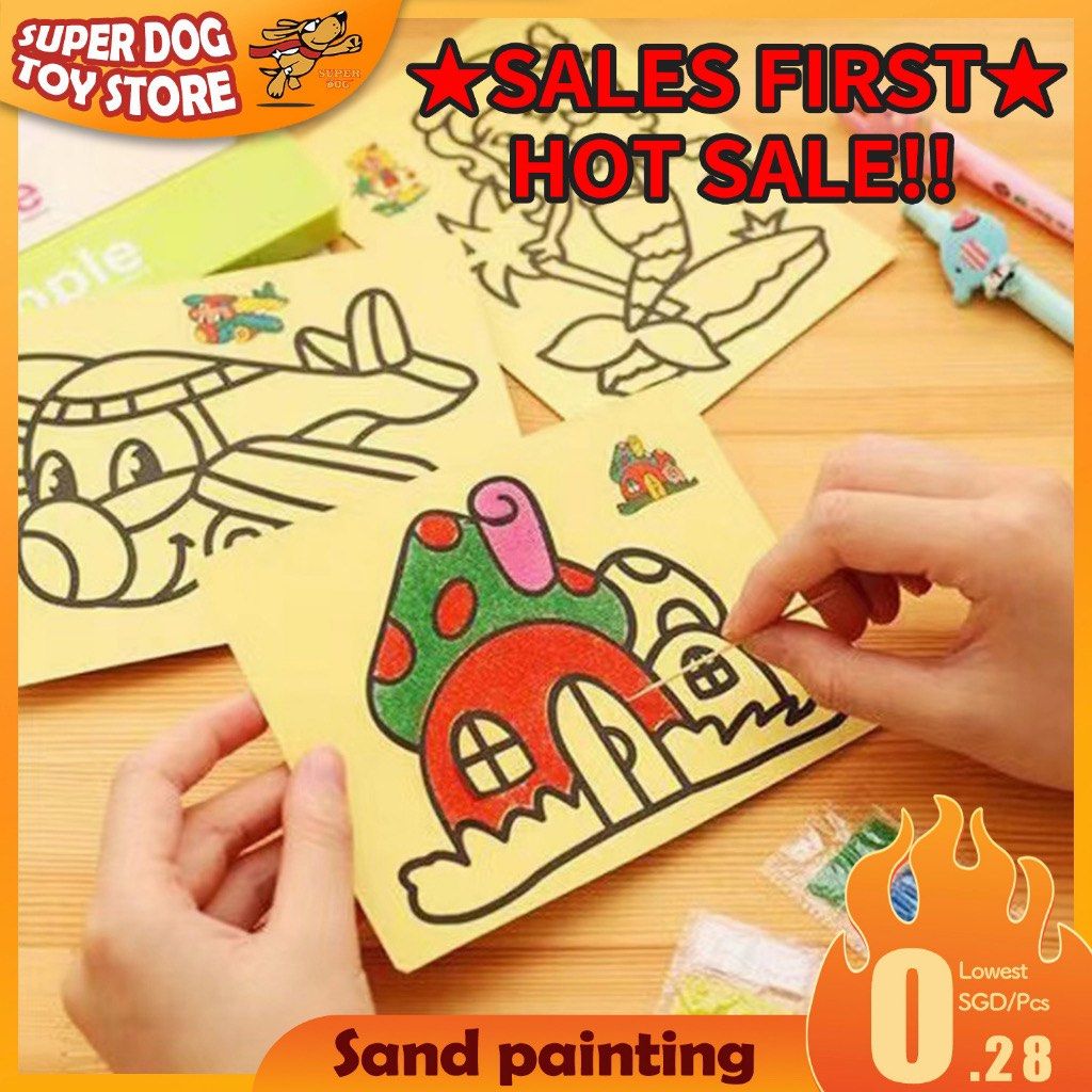 🌈Local Ship🌈Kids DIY Sand Painting Set Cartoon Graffiti Gifts Art Puzzle  Educational Handmade Color Sand Art Toys