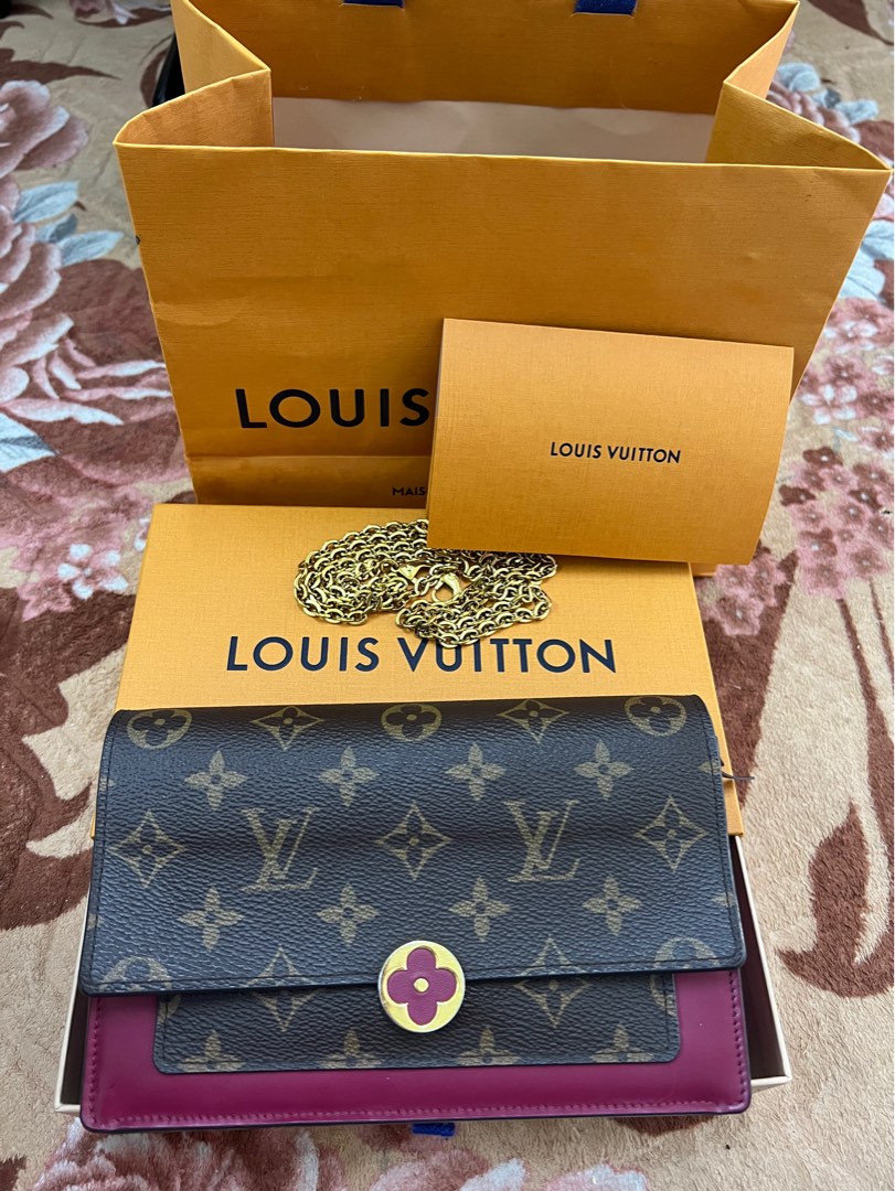 Louis Vuitton Monogram Flore Chain Wallet Fuchsia