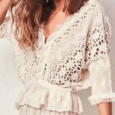 LoveShackFancy Devon Top in Cream Women s Fashion Tops Blouses