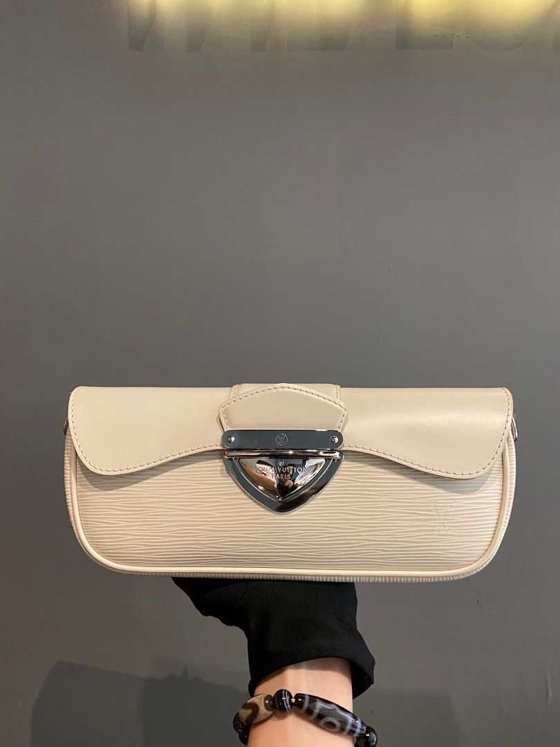 Louis Vuitton White Epi Leather Pochette Montaigne Bag Louis Vuitton