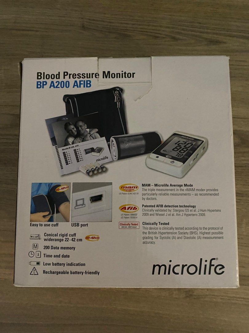 Microlife Blood Pressure Monitor BP A200 AFIB, Health & Nutrition ...