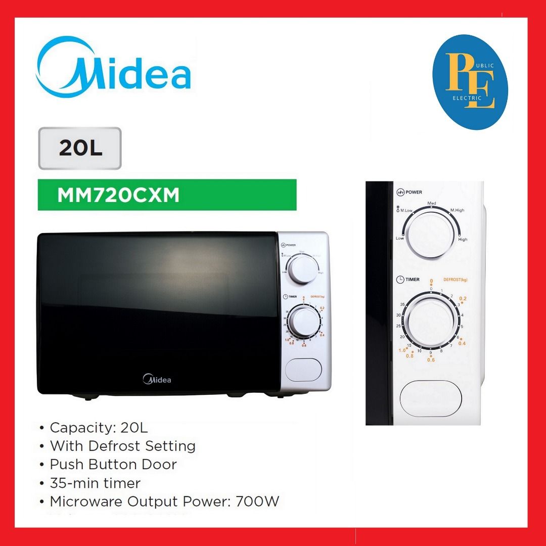 Midea 20L Microwave Oven With Defrost Setting MM720CXM, TV & Home