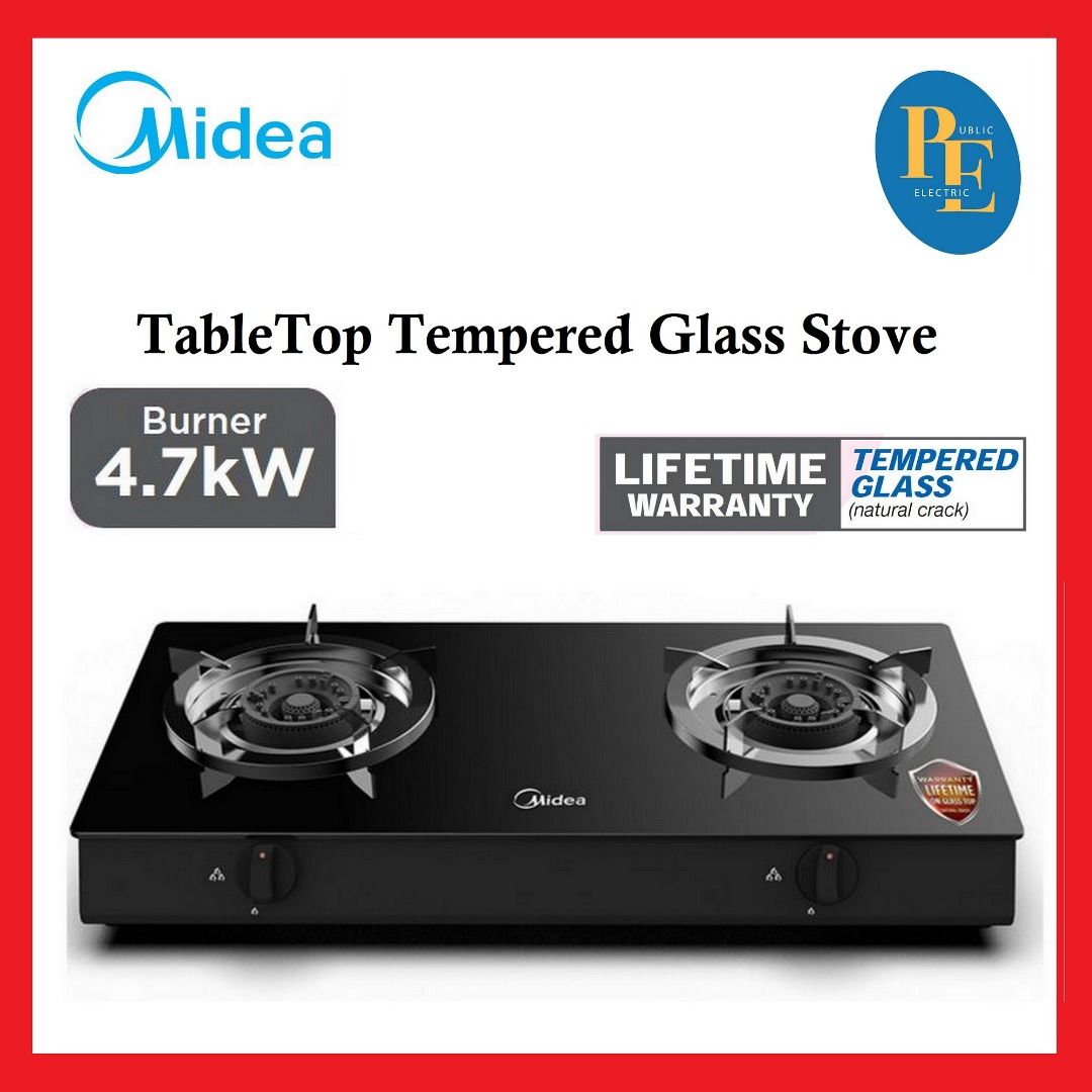 Midea Gas Stove Table Top Tempered Glass 2 Burner
