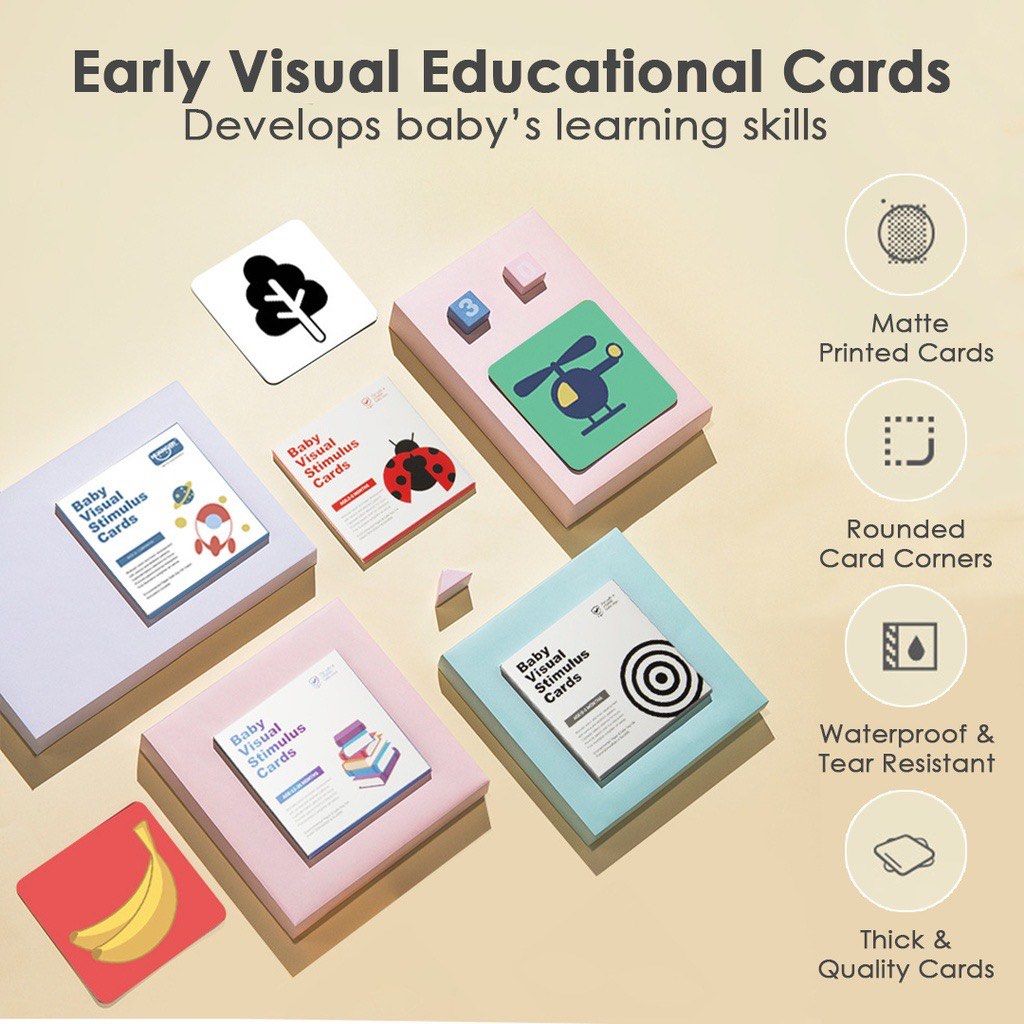 Montessori Baby Flash Cards Baby Sensory Toy Cards Visual Stimulus Card Learning for Baby