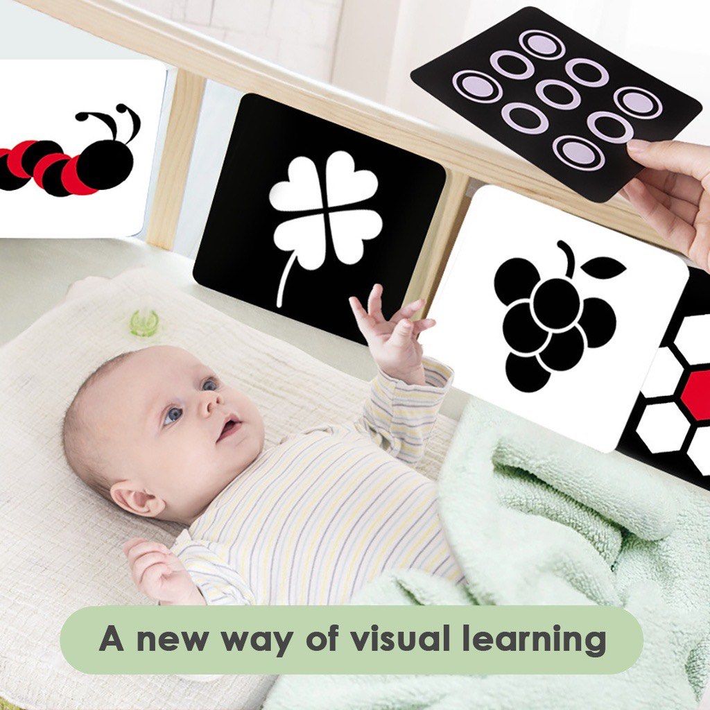 Montessori Baby Flash Cards Baby Sensory Toy Cards Visual Stimulus Card Learning for Baby