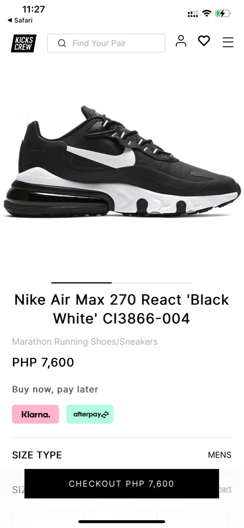 Nike air max 270 react afterpay online