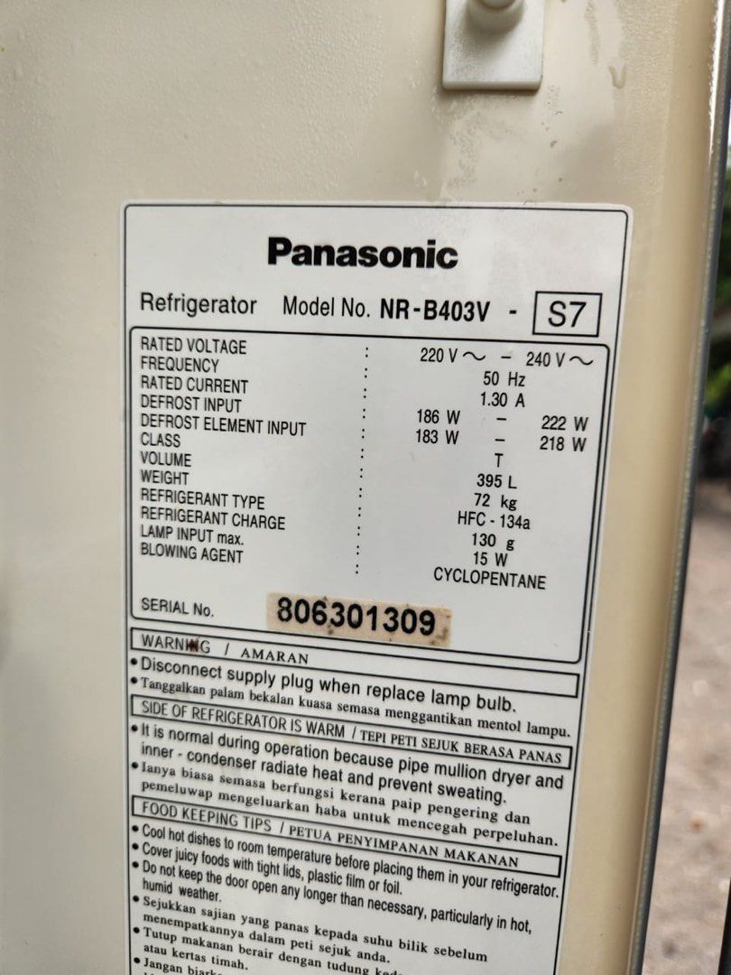 panasonic inverter fridge bawa freezer, TV & Home Appliances, Kitchen