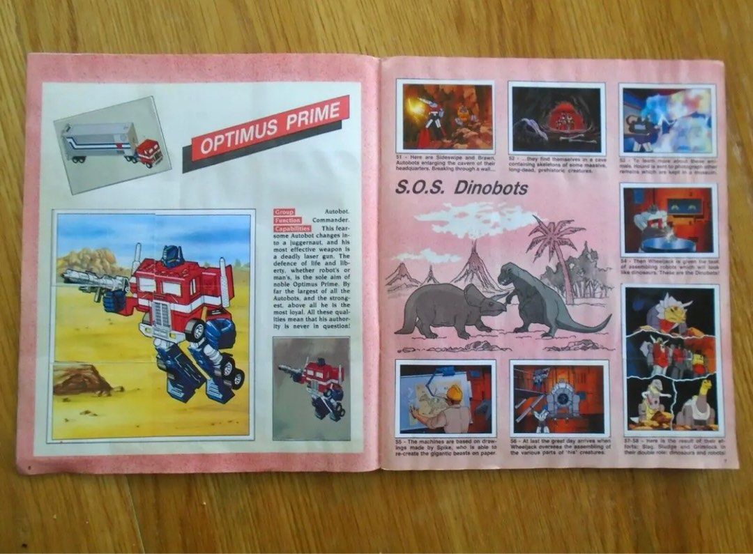 PANINI TRANSFORMERS G1 STICKER ALBUM HASBRO 1986 COMPLETE, Hobbies