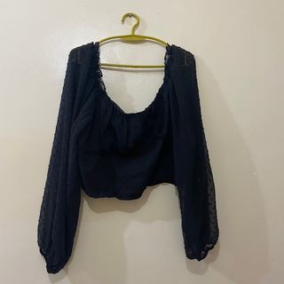 PLUS SIZE TRENDY BUSTIER PUFF SLEEVES TOP