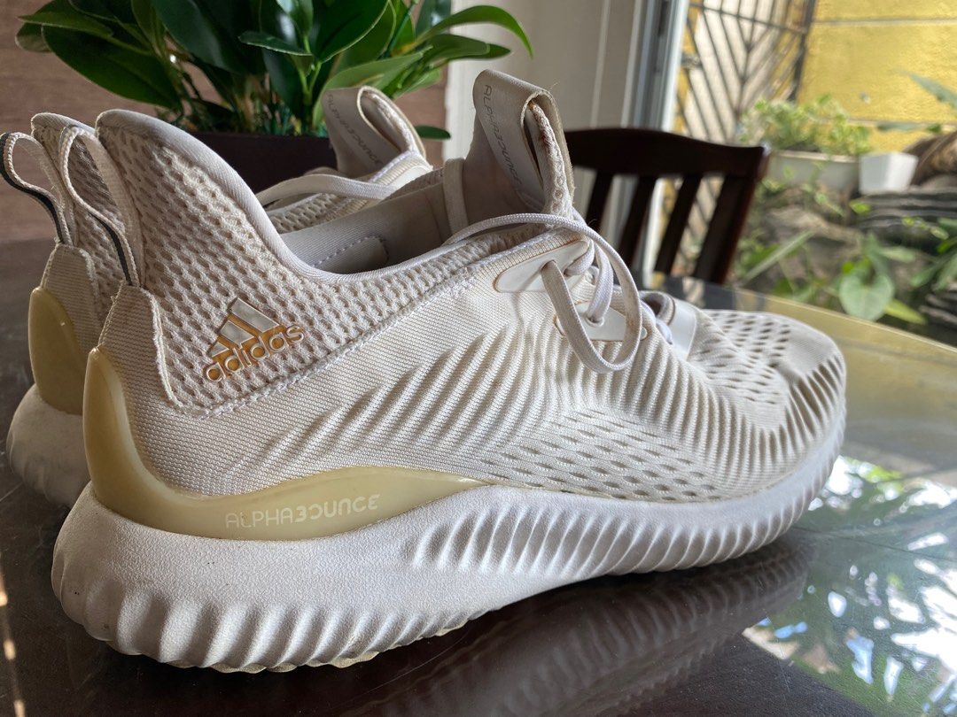 Adidas alphabounce shop white and gold