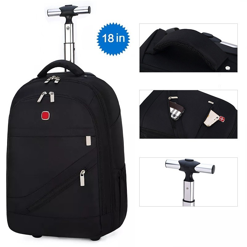Premium Trolley Laptop Backpack Bag With Wheels Large Waterproof School