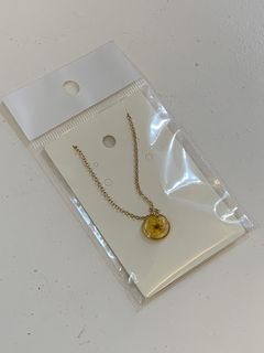 Preserved Yellow Flower Gold Necklace