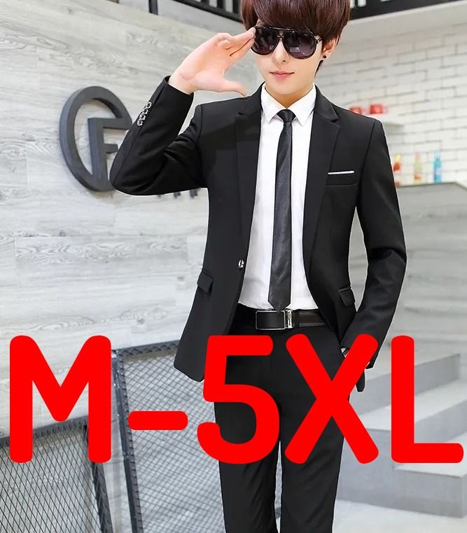 READY STOCK Men Formal Office Working Plus Size Blazer Pants Suit Set Baju Blazer Seluar Set Lelaki M 5XL
