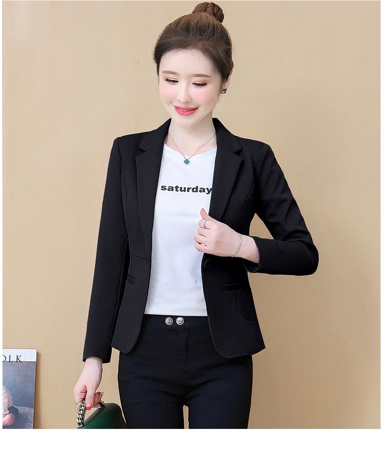 Saiz S-5XL Blazer Hitam New Women Long Sleeve Suit Office Top Long