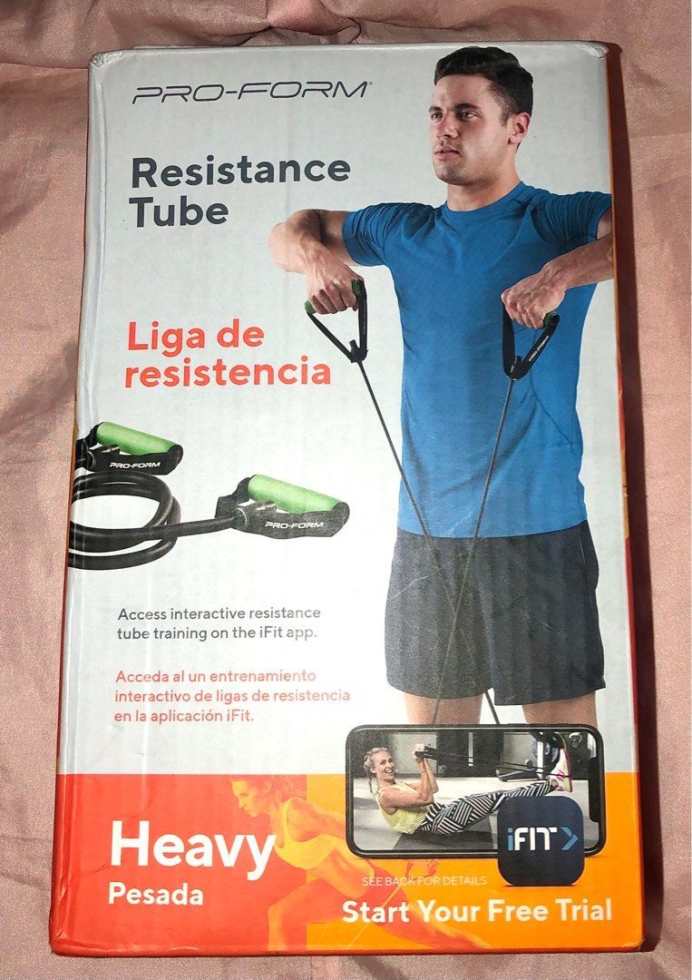 Resistance Tube (Category: Toning & Stretching Accessories) located in Manila. Submitted by Decluttering_ (Listing ID 1225672415, Image 1). Description: PRO-FORM RESISTANCE TUBE Bought it in USA. Twice lang nagamit. Heavy Resistance EVA Foam Grips Durable Plastic Handles.